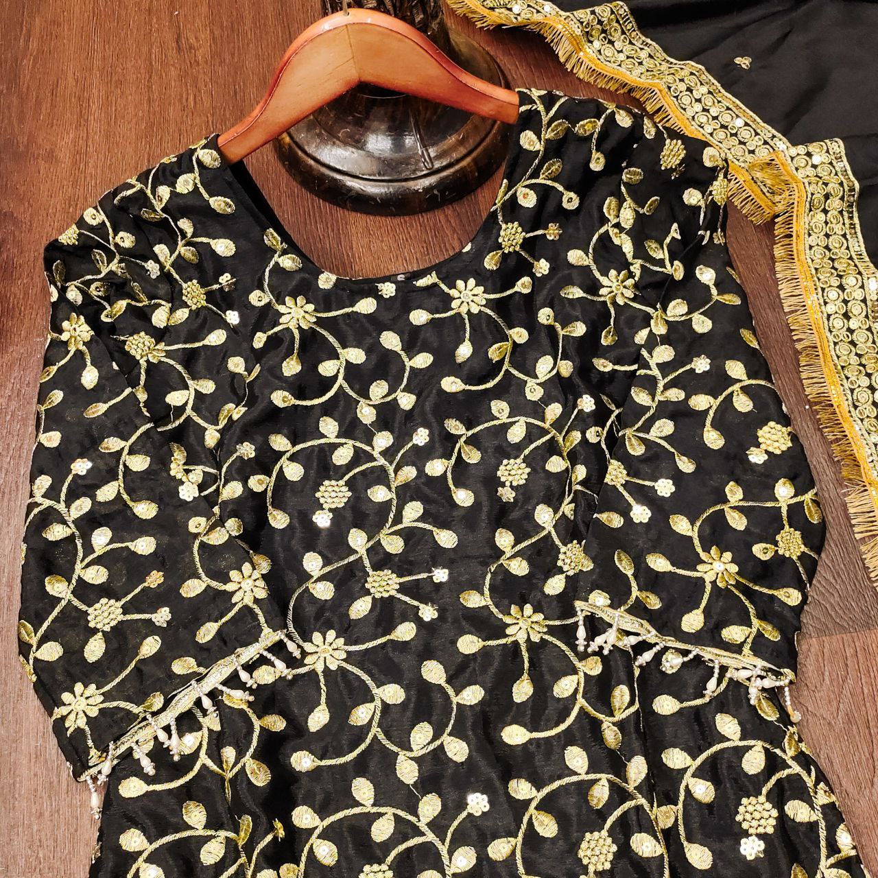 Designer Chinon Lehenga Suit with Heavy Sequin Embroidery Work – Festive & Wedding Wear