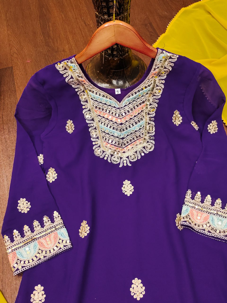Designer Fox Georgette Sharara Suit with Stunning Coding Sequence Embroidery