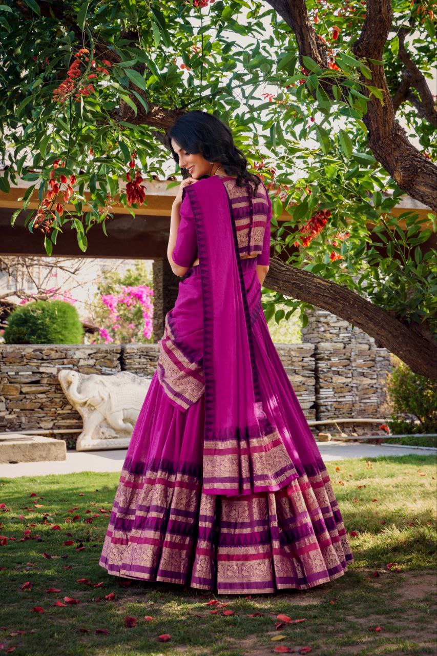 Pure Chaderi Lehenga Choli With Plain And Zari Weaving Work | Ready To Wear