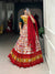 White and Red Navratri Lehenga Choli in Dola Silk With Patola Print and Real Mirror