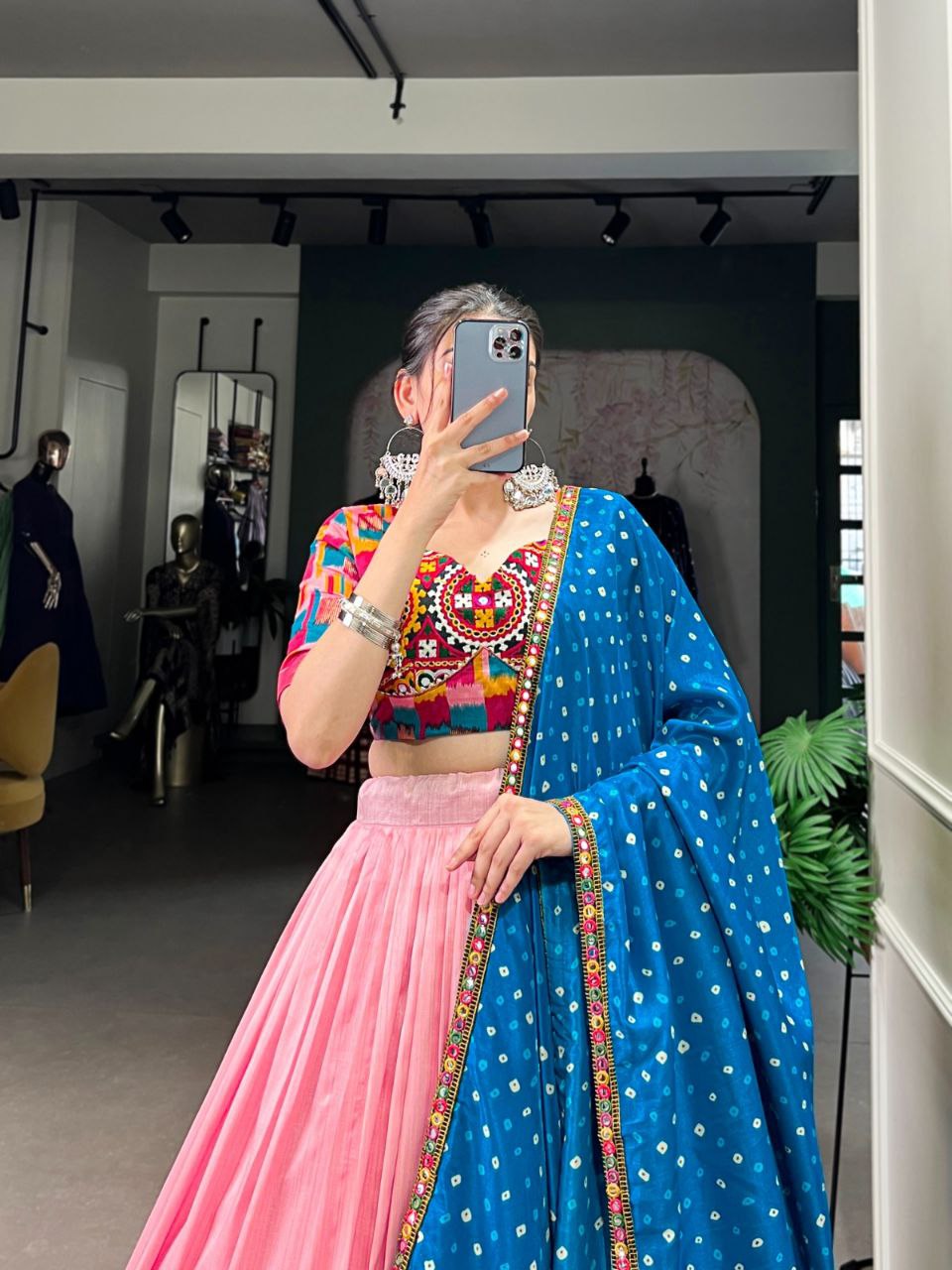 DOLA SILK PRINTED WITH FOIL WORK GAMTHI LACE LEHNGA CHOLI