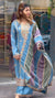 Pastel Blue Hand Embroidered A-Line Kurta Set with Multicolor Dupatta