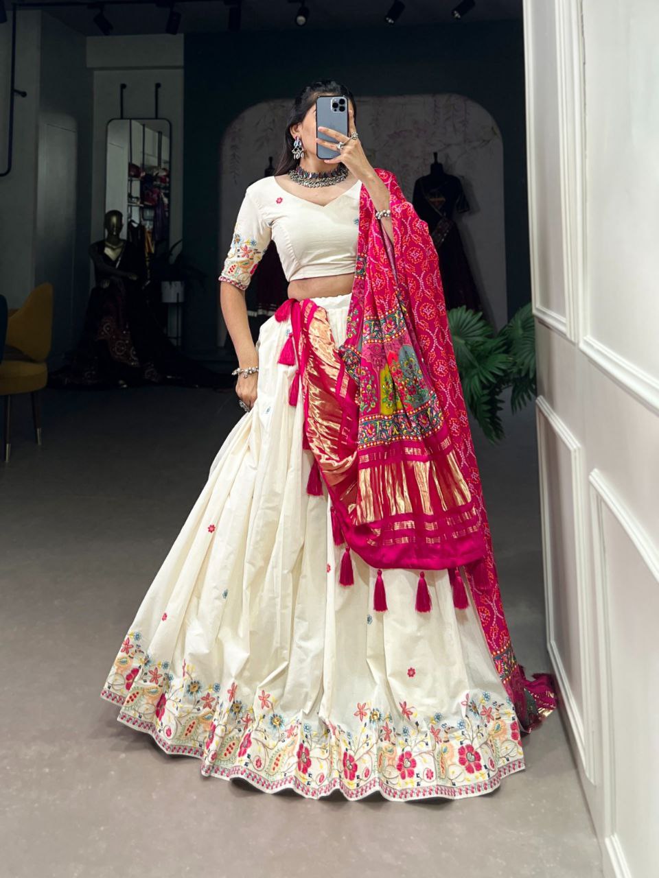 Beautiful Khadi Cotton Wedding Wear Lehenga Choli