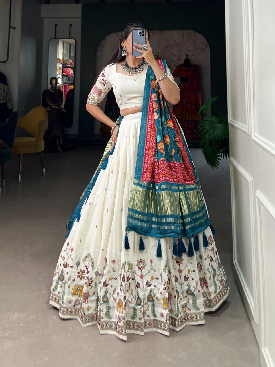 Beautiful Khadi Cotton Wedding Wear Lehenga Choli