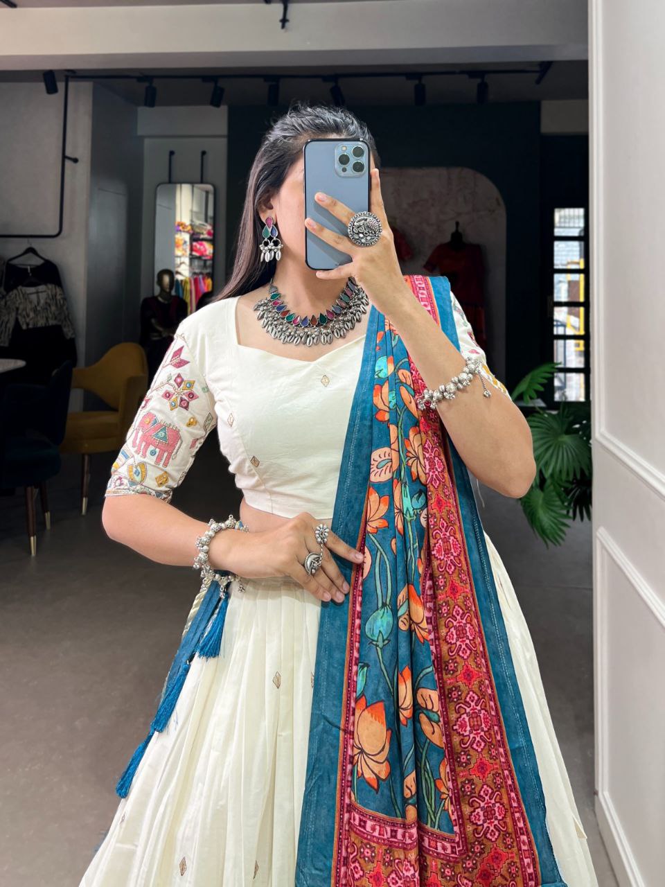 Beautiful Khadi Cotton Wedding Wear Lehenga Choli