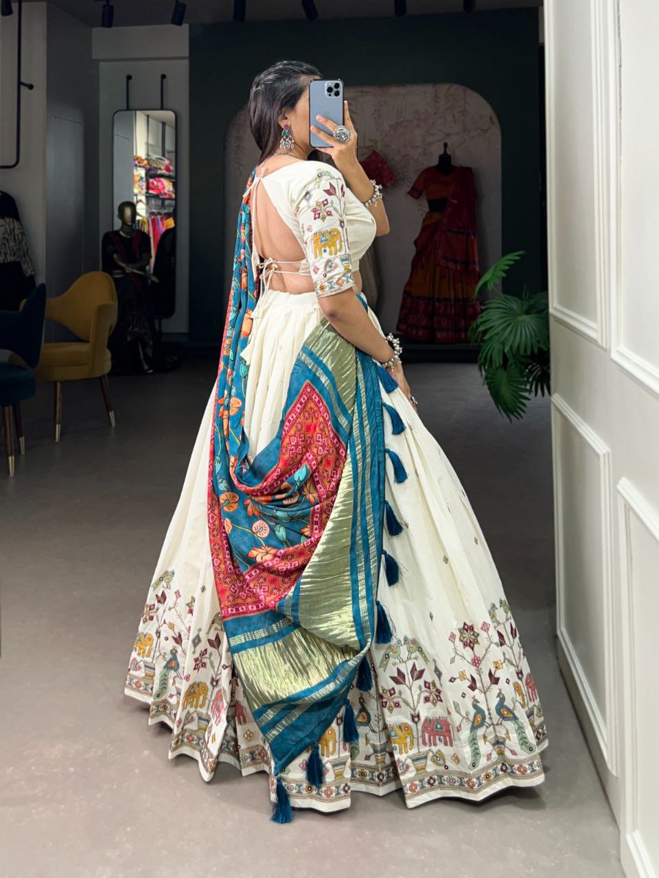 Beautiful Khadi Cotton Wedding Wear Lehenga Choli