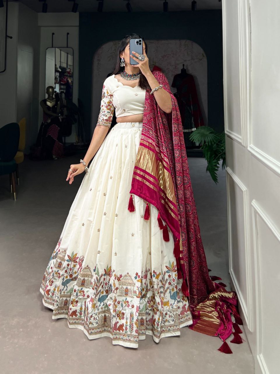 Beautiful Khadi Cotton Wedding Wear Lehenga Choli