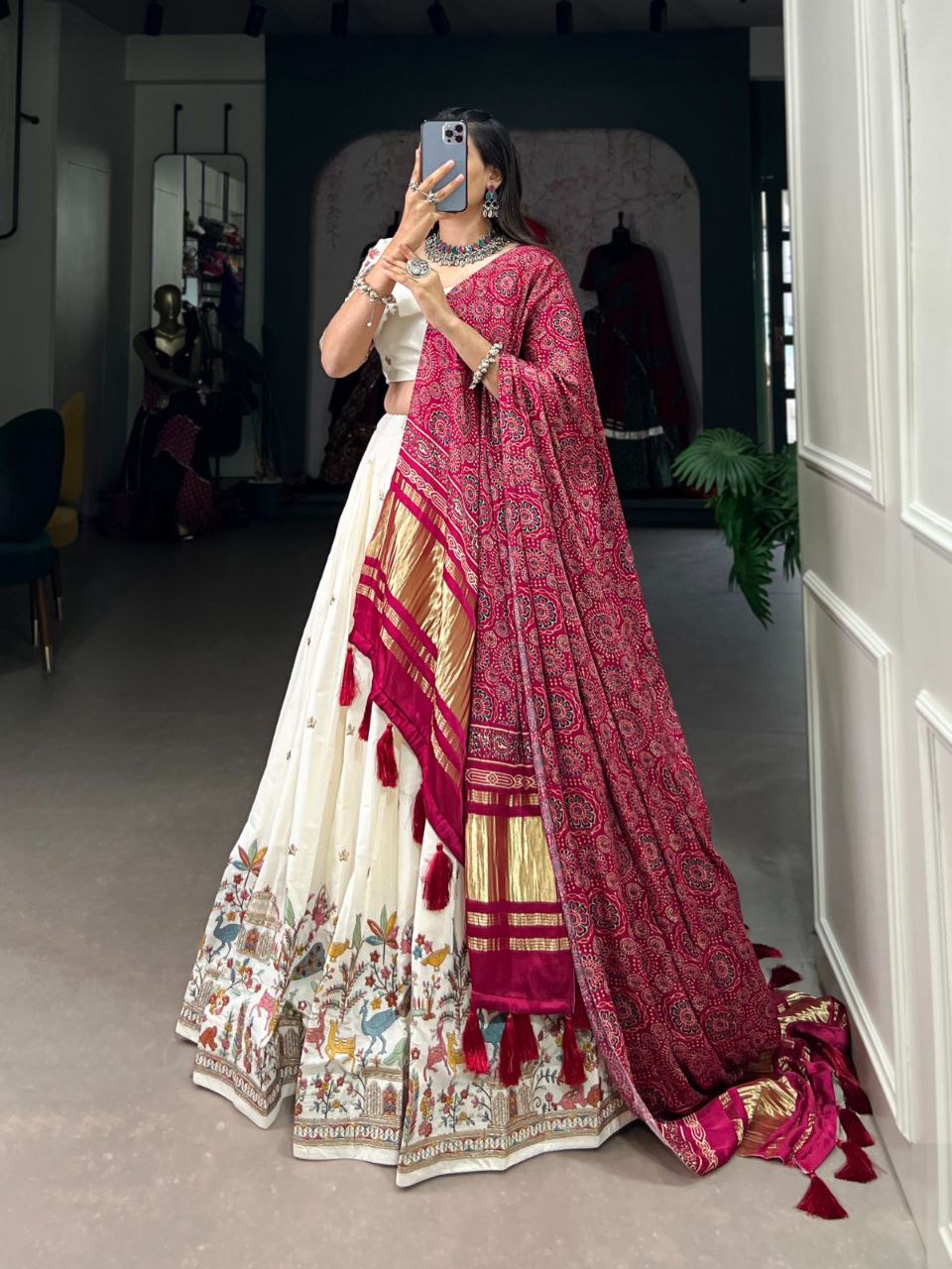 Beautiful Khadi Cotton Wedding Wear Lehenga Choli