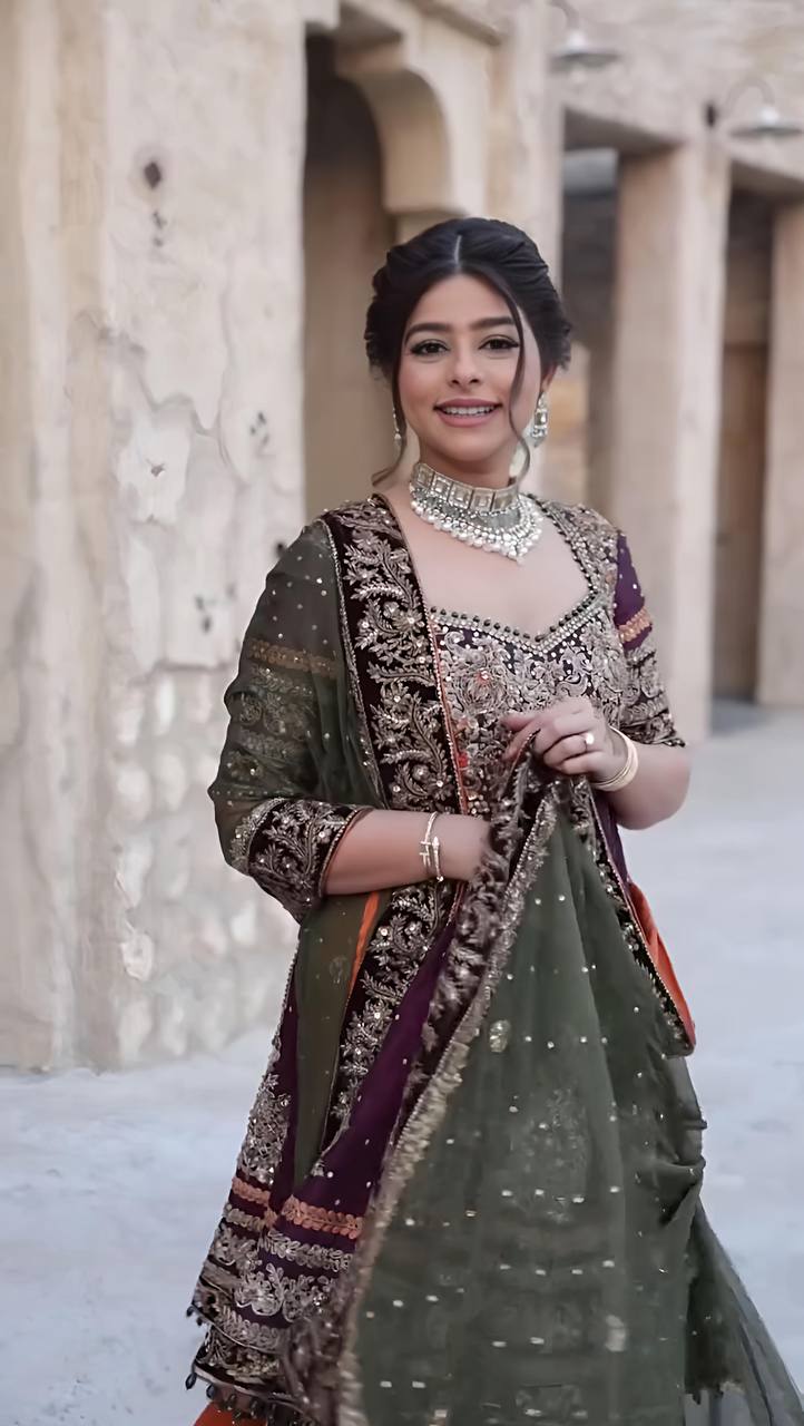 Regal Plum Bridal Sharara Suit with Antique Zari and Embellished Dupatta