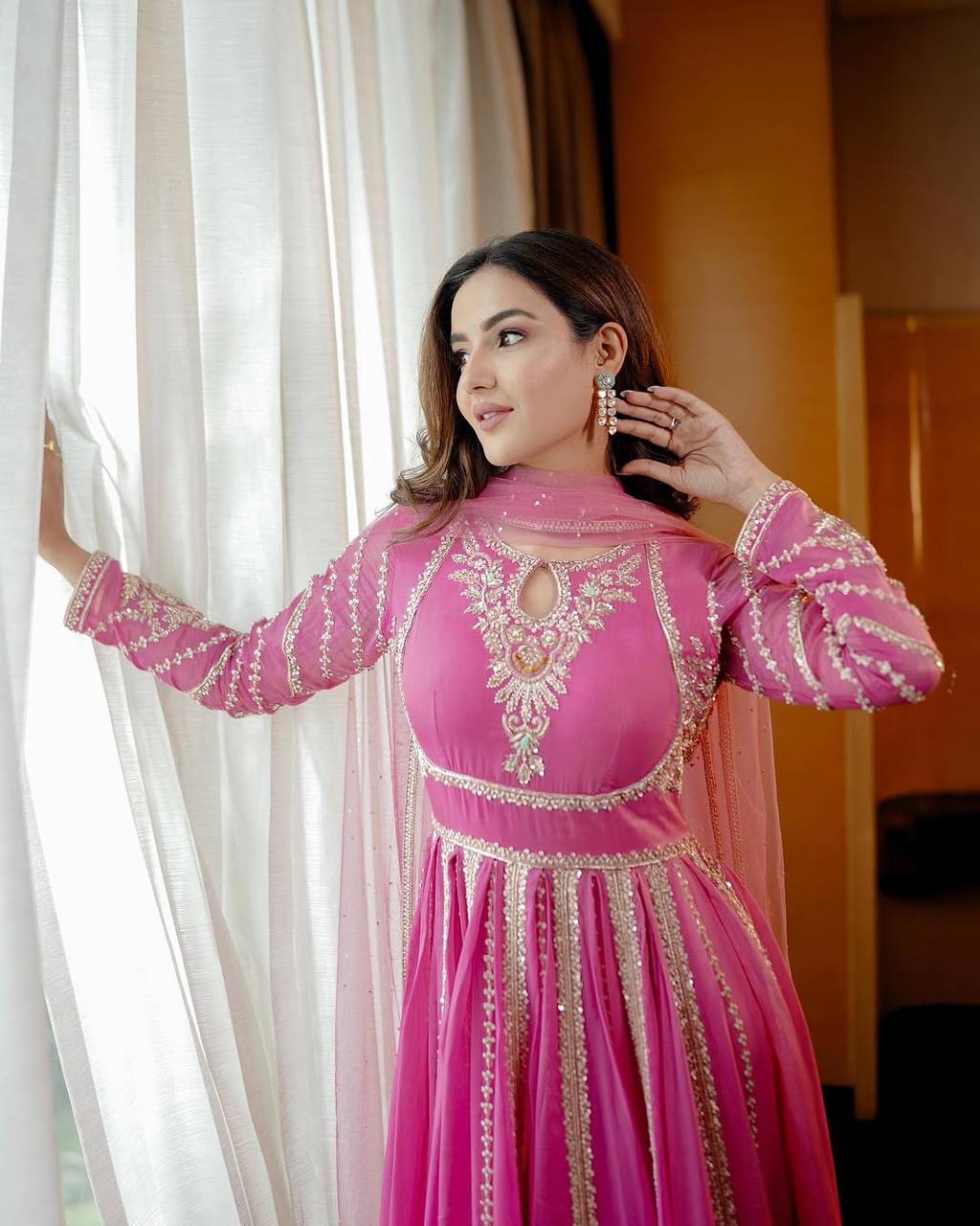 Anarkali Gown with Intricate Gold Embroidery