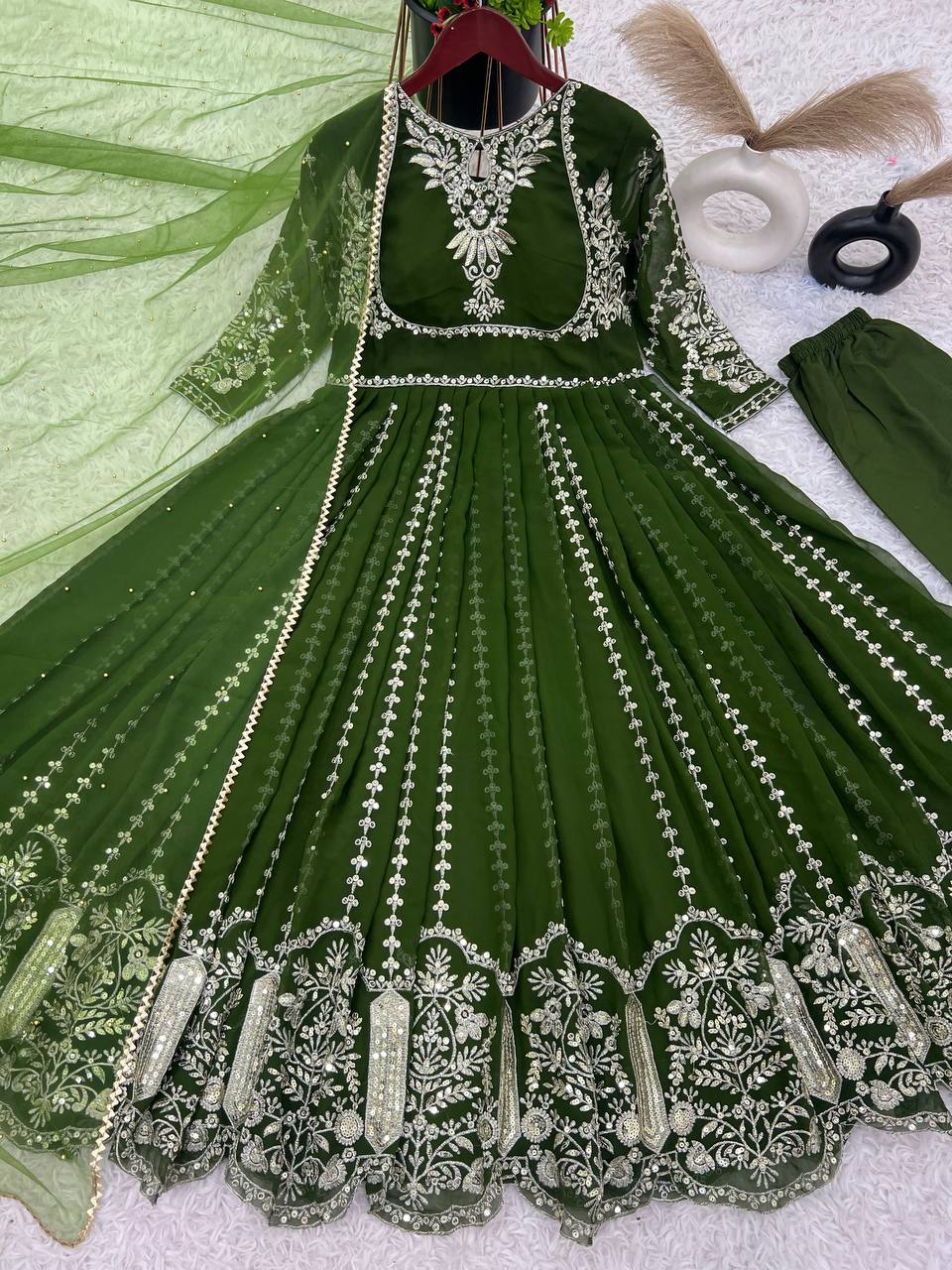 Anarkali Gown with Intricate Gold Embroidery