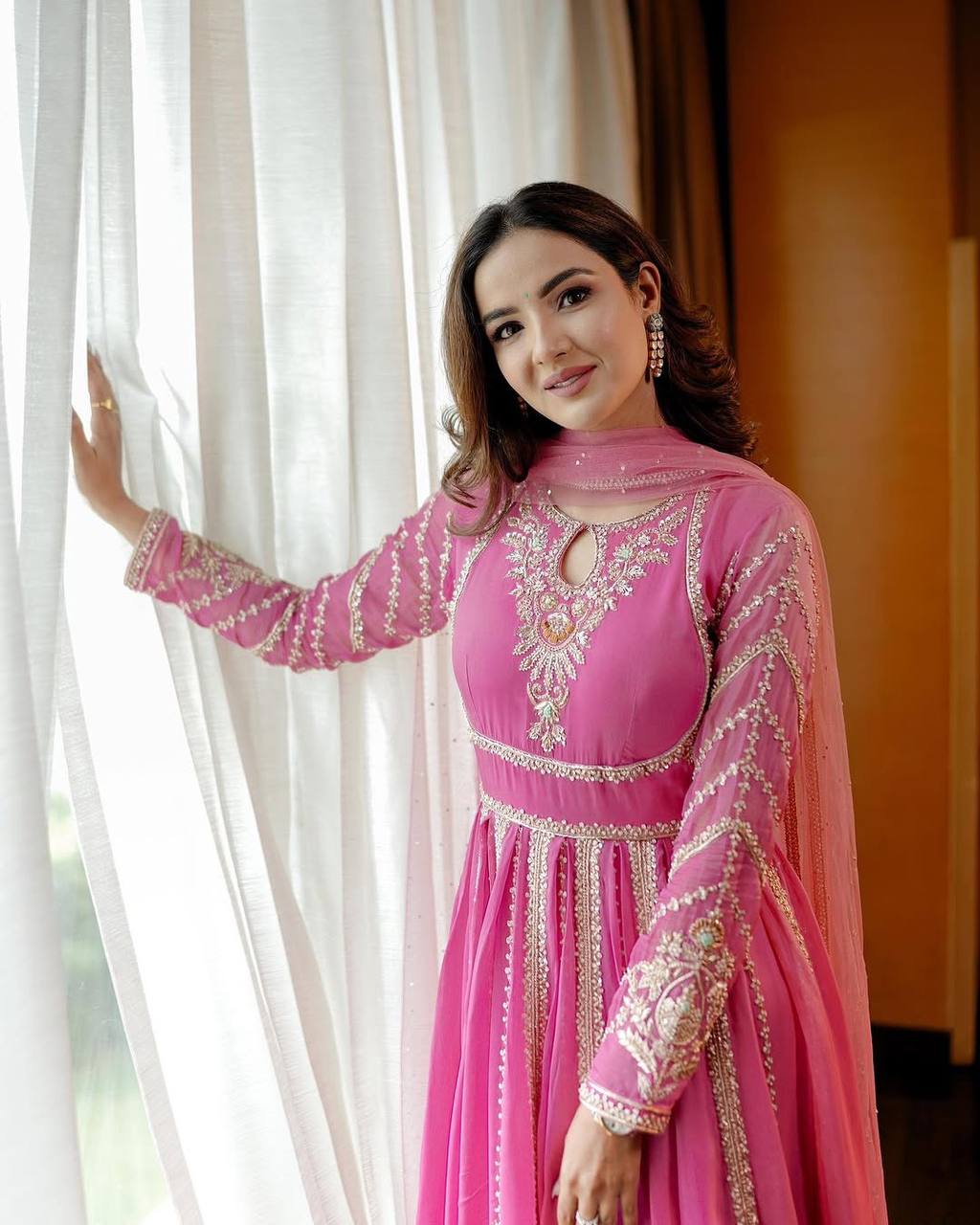 Anarkali Gown with Intricate Gold Embroidery