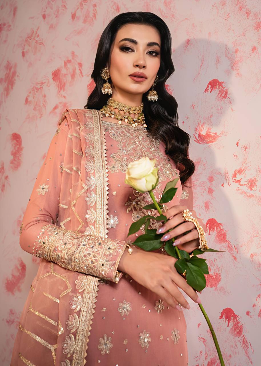 Blush Pink Handcrafted Sharara Suit with Intricate Embroidery