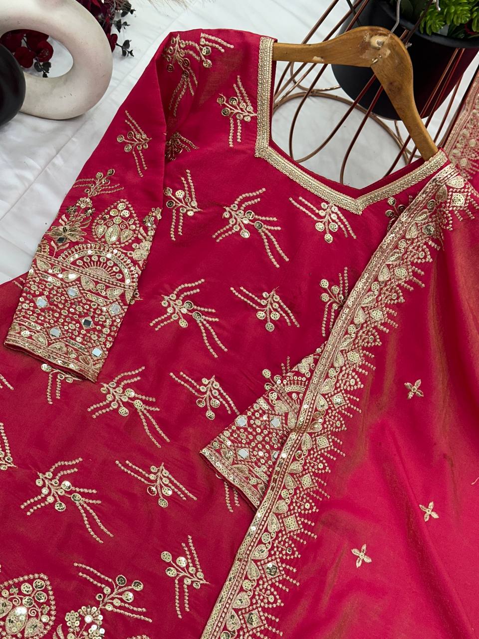 Royal Zari Mirror Embroidered Sharara Suit Set