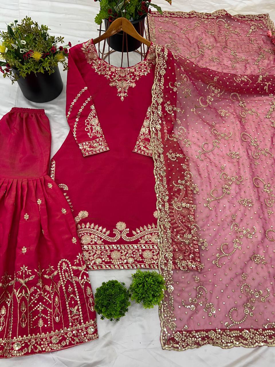 Noor-e-Jahan Heavy Embroidered Sharara Suit Set with Luxury Net Dupatta