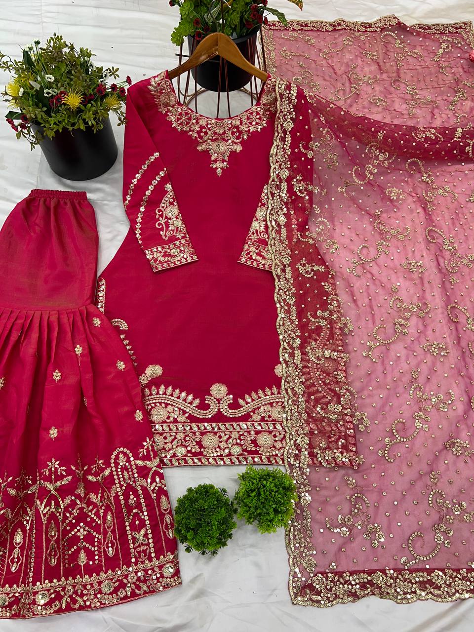 Noor-e-Jahan Heavy Embroidered Sharara Suit Set with Luxury Net Dupatta