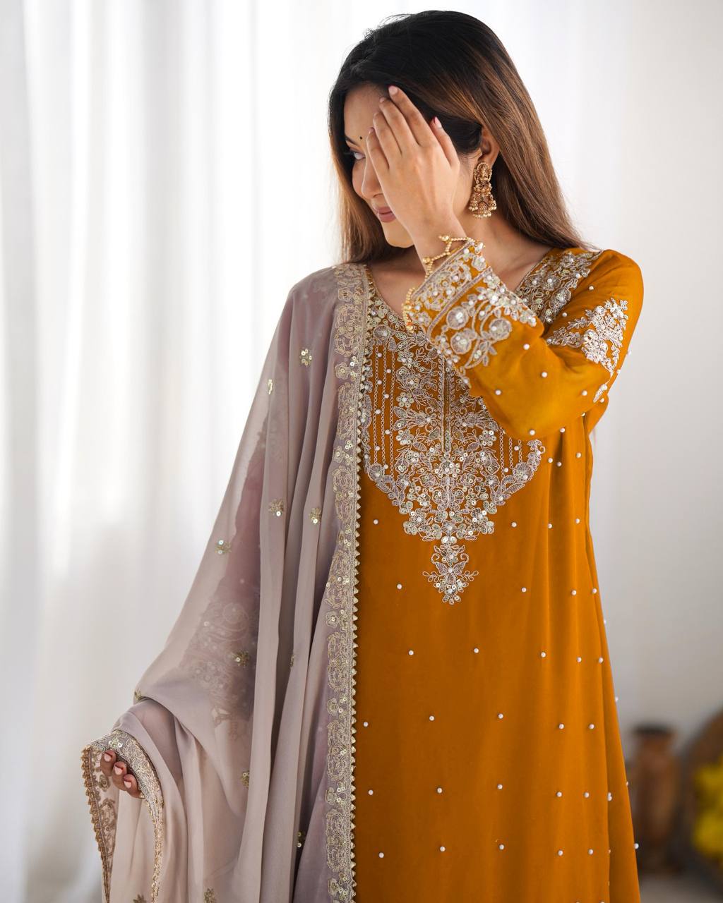 Crimson Royal Zari Embroidered Sharara Set - Drapes Dress