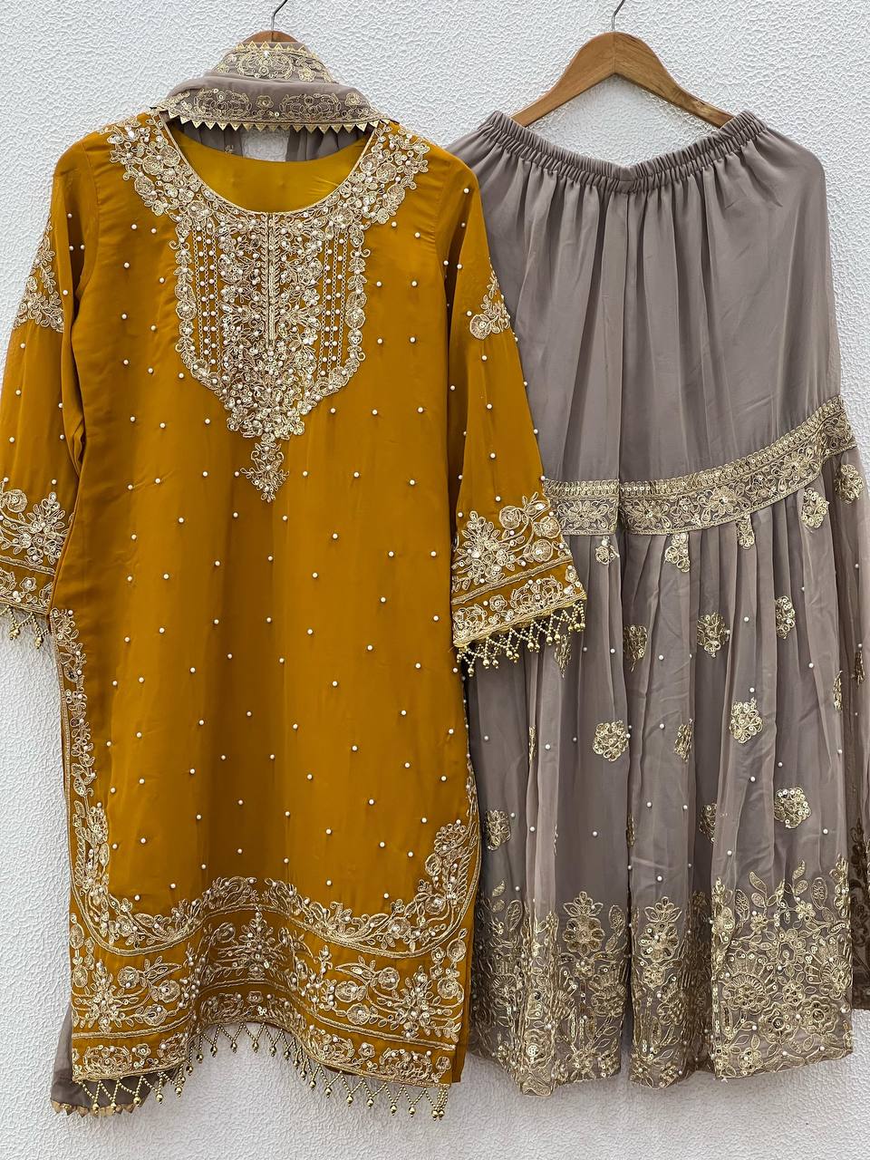 Crimson Royal Zari Embroidered Sharara Set - Drapes Dress