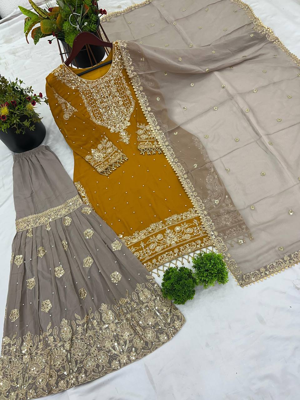 Crimson Royal Zari Embroidered Sharara Set - Drapes Dress