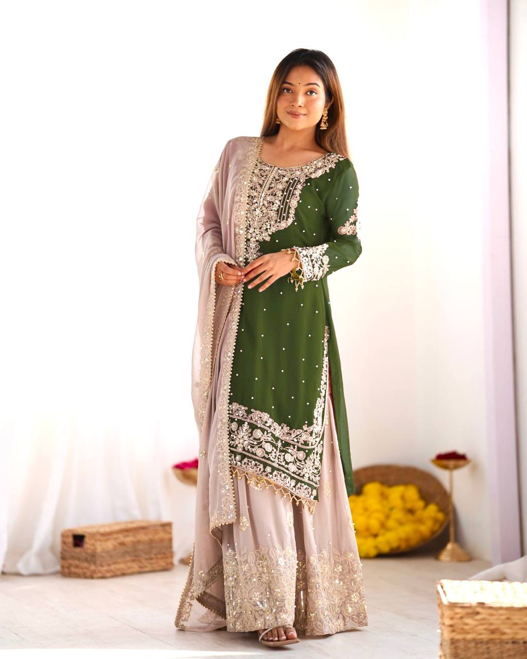 Crimson Royal Zari Embroidered Sharara Set - Drapes Dress