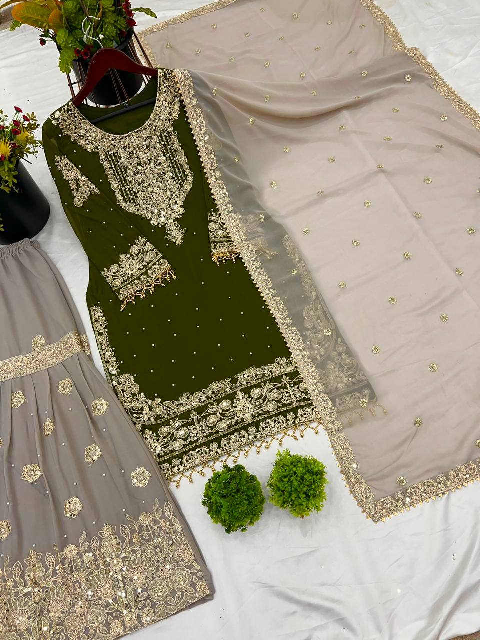 Crimson Royal Zari Embroidered Sharara Set - Drapes Dress