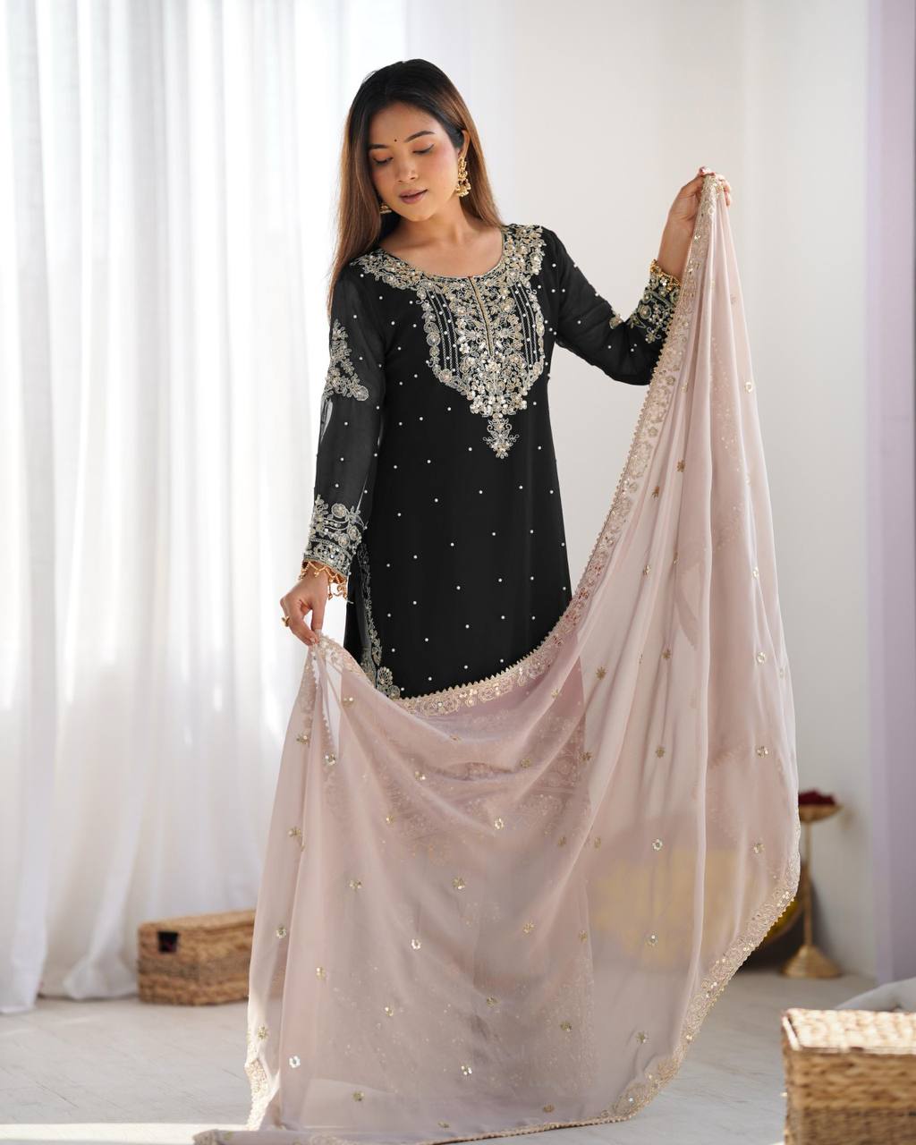 Crimson Royal Zari Embroidered Sharara Set - Drapes Dress