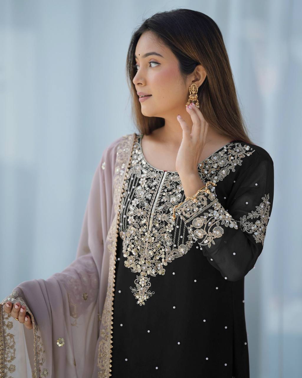 Crimson Royal Zari Embroidered Sharara Set - Drapes Dress