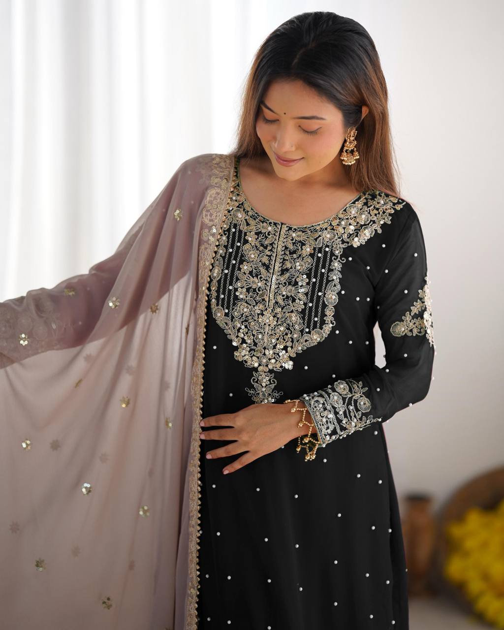 Crimson Royal Zari Embroidered Sharara Set - Drapes Dress