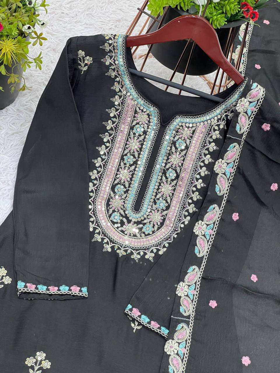 Multicolor Embroidered Sharara Set - Drapes Dress