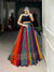 Multicolor Pure Rayon Stitched Lehenga Choli with Printed Gota Patti Work & Paper Mirror Blouse