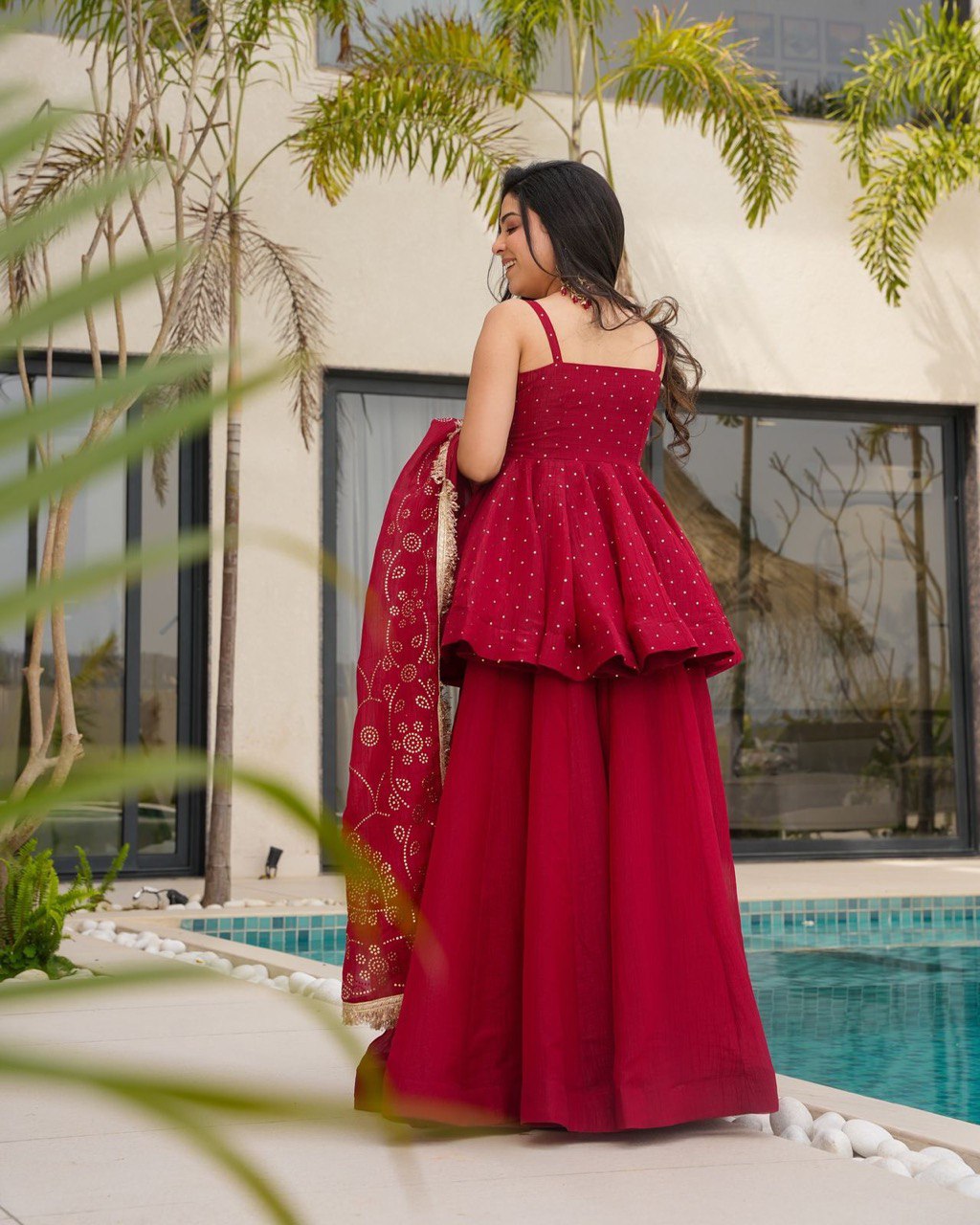 Organza Ready to Wear Embroidered Sharara Suit