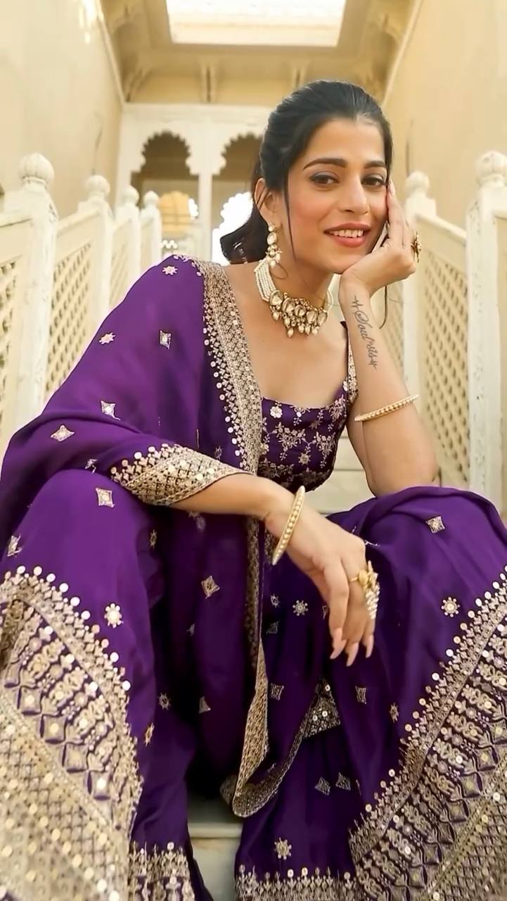 Sharara Suit in Georgette with Dupatta