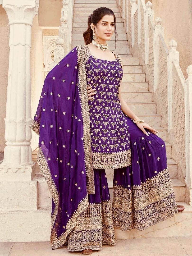 Sharara Suit in Georgette with Dupatta