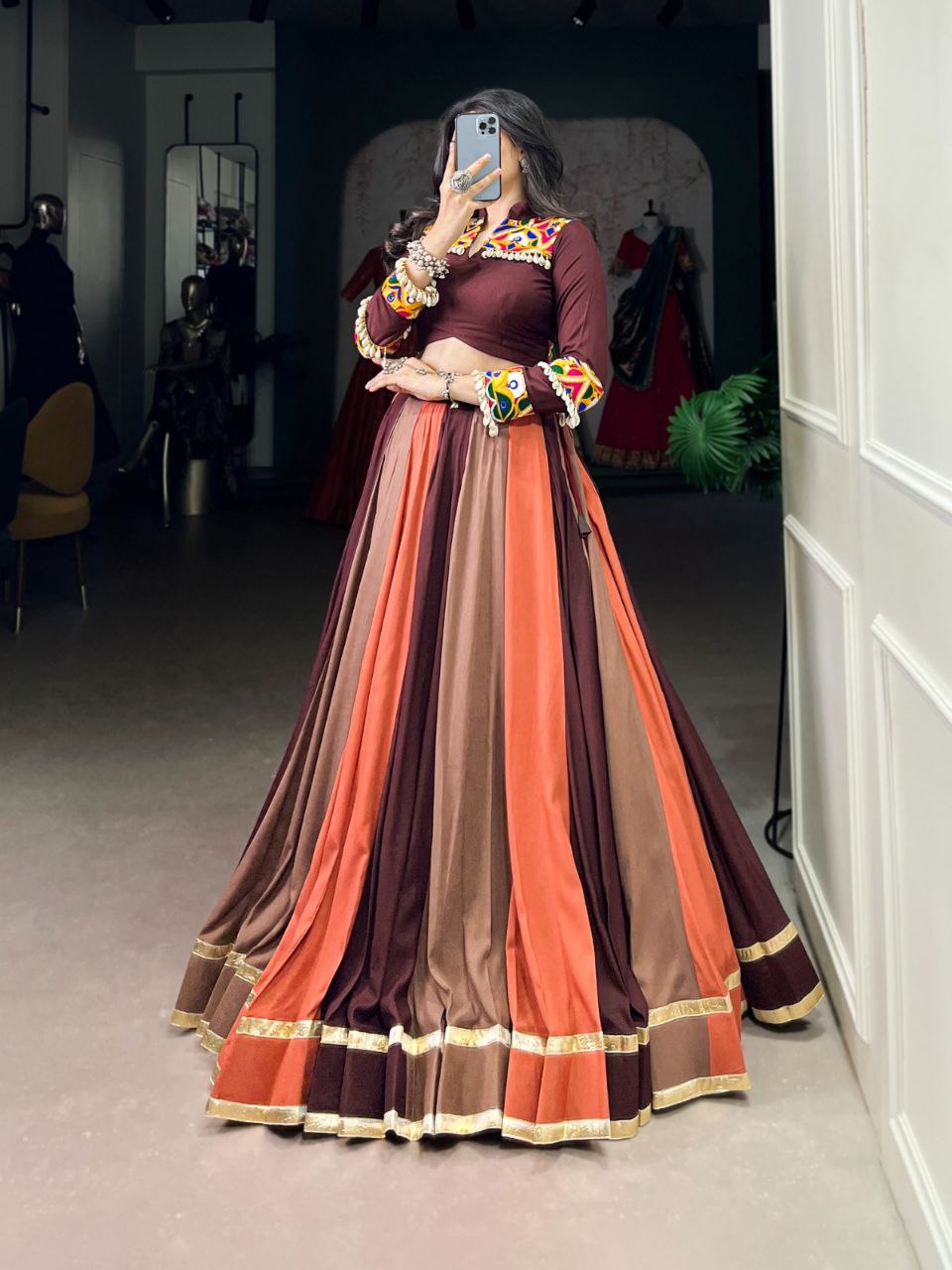 Navratri Lehenga 2025, Rayon Lehenga Choli, Mirror Work Blouse, Garba Outfit, Gamthi Lehenga, Festive Wear for Women, Traditional Indian Dress