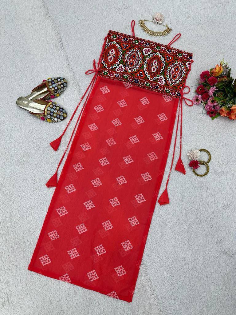 Faux Georgette Mirror Work Padded Top – Dori Style