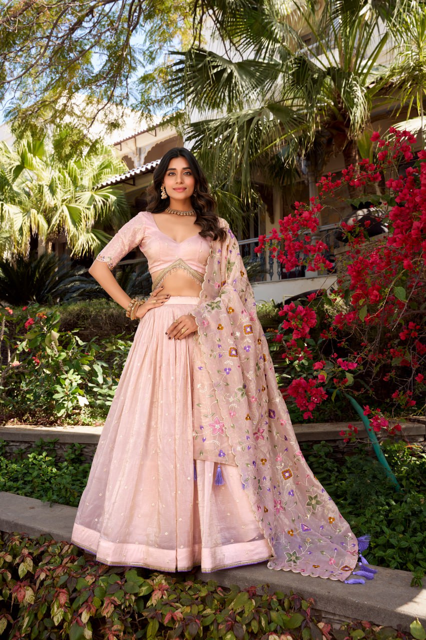 Designer Pink Bridesmaid Party Wear Lehenga Choli