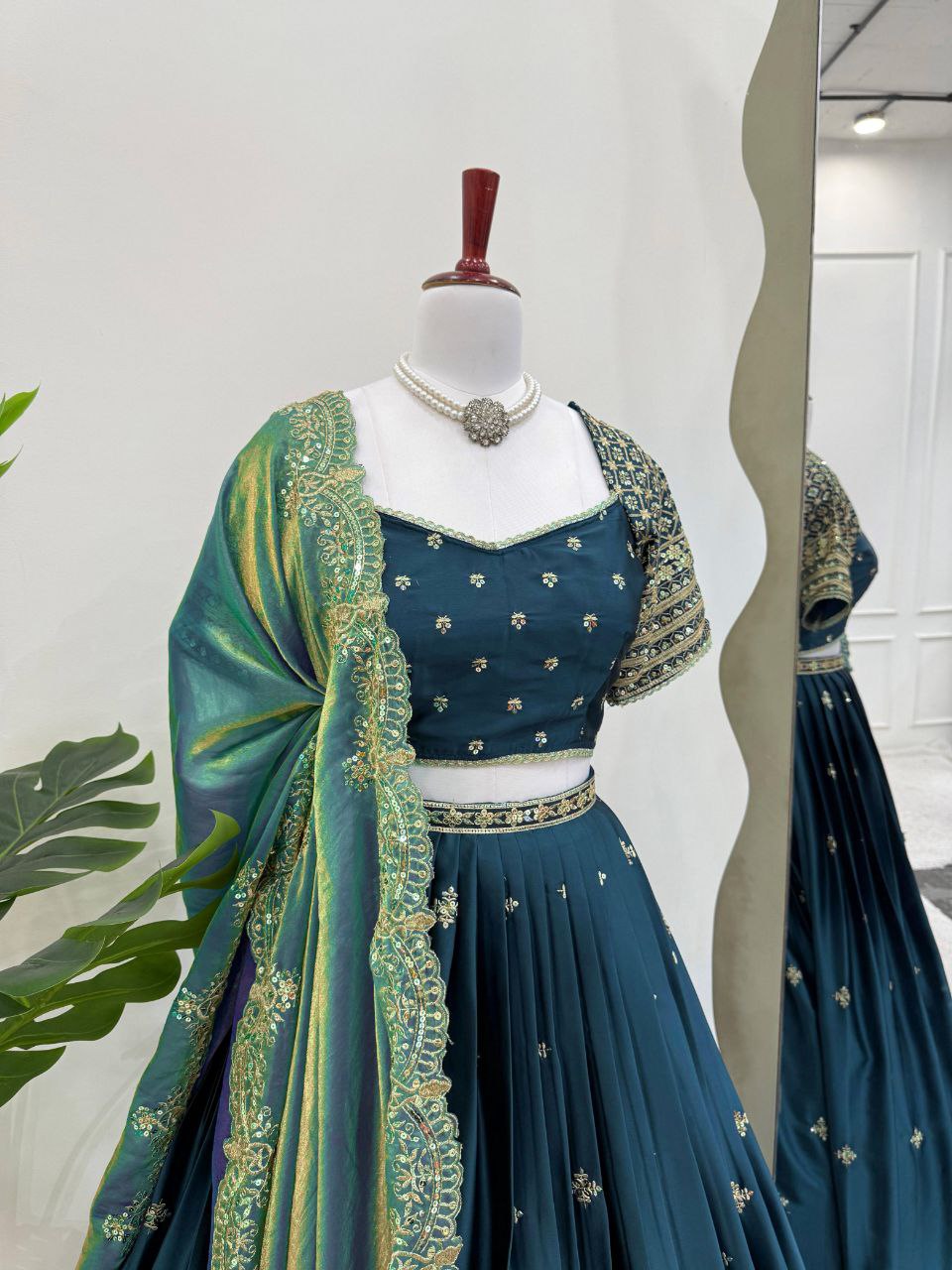 Japan Satin Lehenga, Sequin Lehenga Choli, Thread Work Lehenga, Cutwork Dupatta, Fendi Silk Dupatta, 3.5 Meter Flair Lehenga, Full Stitch Lehenga, Side Zip Lehenga, Unstitched Blouse, Lightweight Lehenga Choli, Wedding Wear, Festive Ethnic Outfit, Designer Lehenga Set, Traditional Indian Wear