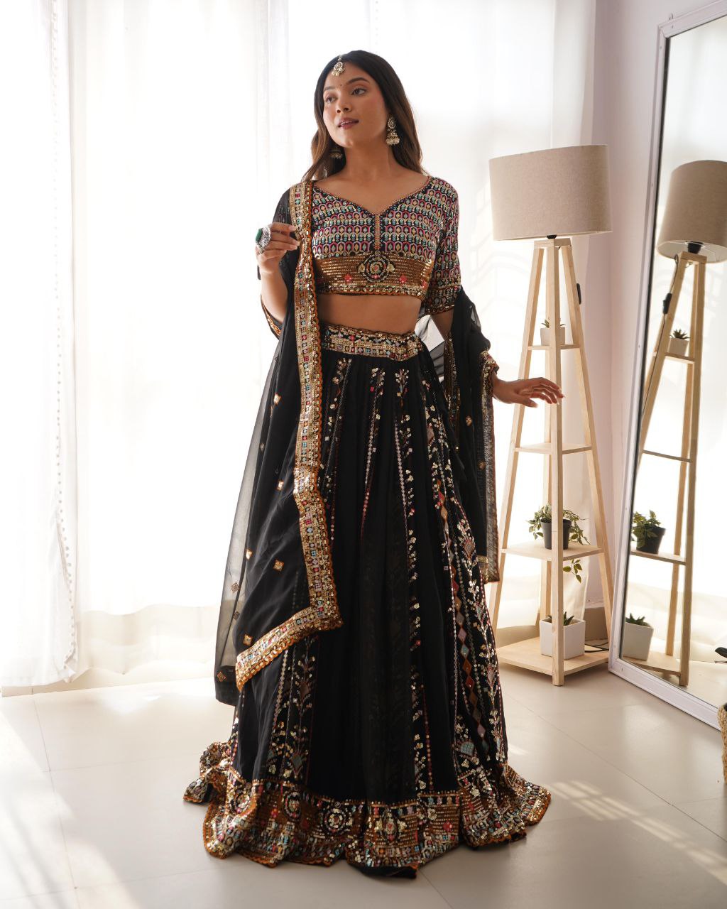 Faux Georgette Lehenga, Sequin Lehenga Choli, Thread Work Lehenga, Semi-Stitched Lehenga, Canvas Flair Lehenga, Unstitched Choli, Partywear Lehenga 2025, Ethnic Wear for Women, Wedding Guest Outfit, Festive Indian Attire, Lightweight Lehenga Set, Dupatta Included Lehenga