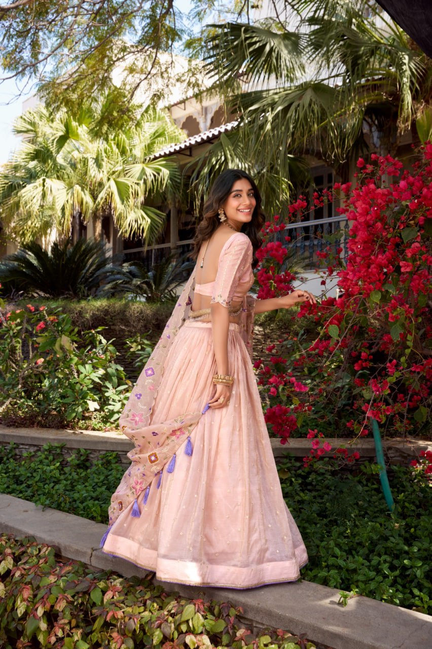 Designer Pink Bridesmaid Party Wear Lehenga Choli