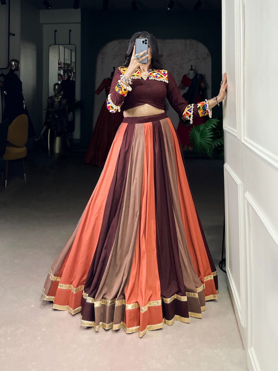 Navratri Lehenga 2025, Rayon Lehenga Choli, Mirror Work Blouse, Garba Outfit, Gamthi Lehenga, Festive Wear for Women, Traditional Indian Dress