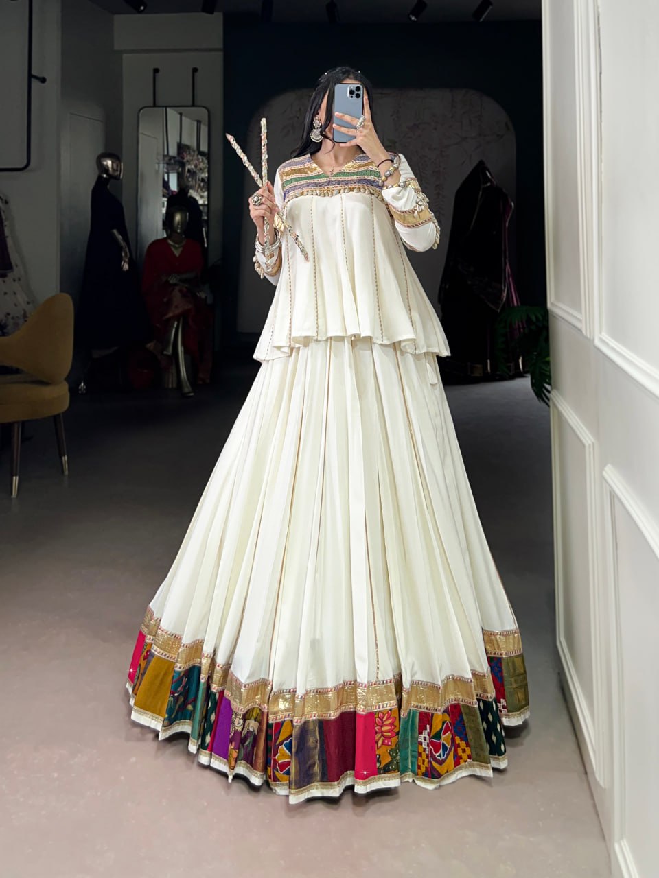 Pure Rayon Navratri Lehenga, Multi Patch Work Lehenga Choli, Gota Patti Lace Festival Wear, Rayon Stitched Lehenga Choli Set, Traditional Chaniya Choli for Women, Designer Navratri Outfit 2025, Cowrie Work Blouse Lehenga Choli, Ethnic Wear Lehenga Online, Women’s Garba Outfit for Festivals