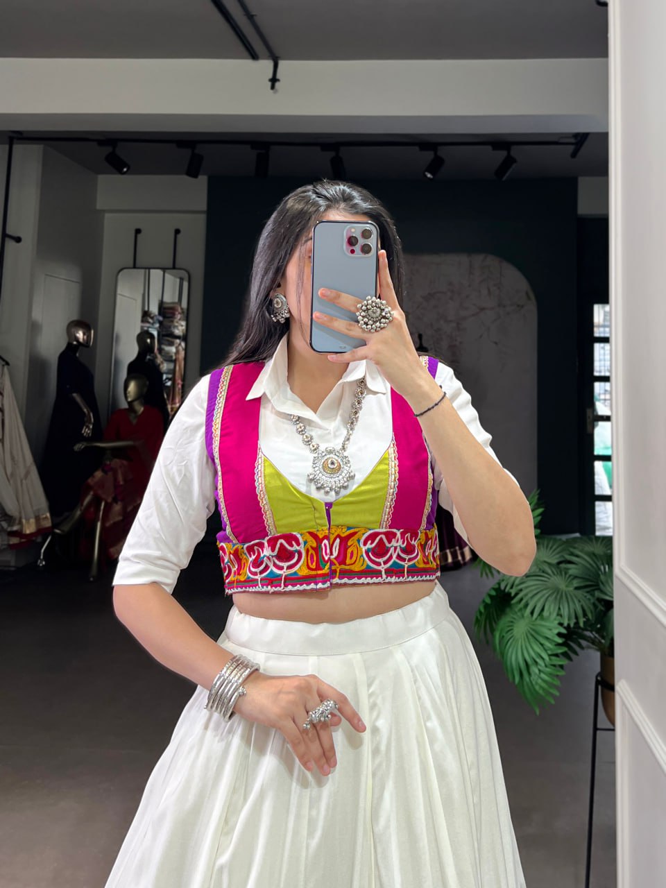 Traditional Multi-Color 3-Piece Chaniya Choli for Navratri with Gamthi Koti & Shirt