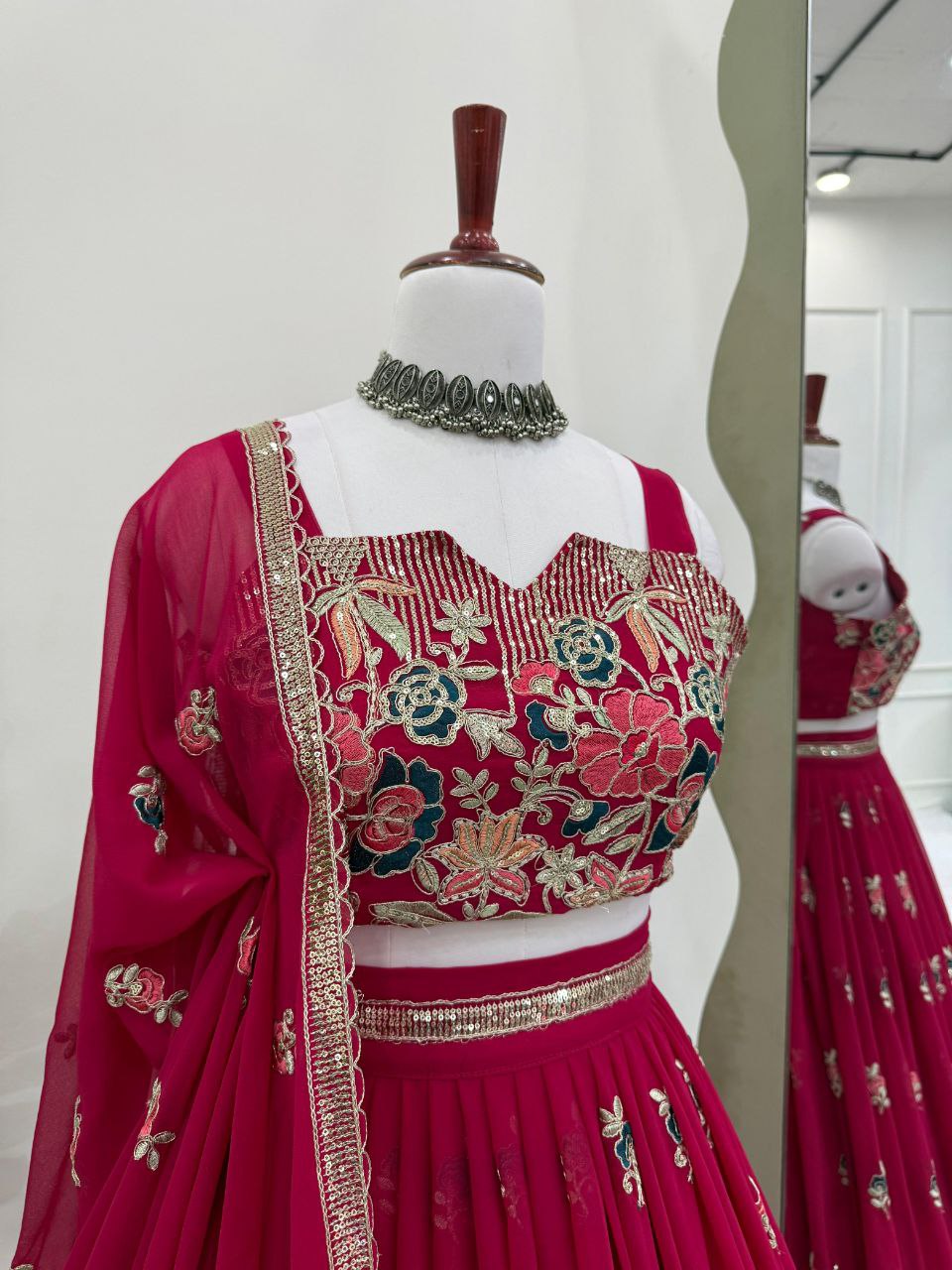 Georgette Lehenga, Sequin Thread Lehenga, Coding Dori Work Choli, Full Stitch Lehenga, Lehenga with Cancan, Micro Inner Lehenga, Party Wear Lehenga, Indian Ethnic Wear, Wedding Lehenga, Dupatta with Lace Border, 3 Meter Flare Lehenga, Designer Lehenga Set, Unstitched Choli