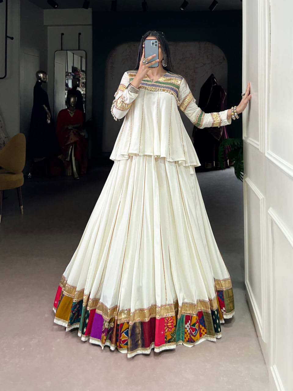 Pure Rayon Navratri Lehenga, Multi Patch Work Lehenga Choli, Gota Patti Lace Festival Wear, Rayon Stitched Lehenga Choli Set, Traditional Chaniya Choli for Women, Designer Navratri Outfit 2025, Cowrie Work Blouse Lehenga Choli, Ethnic Wear Lehenga Online, Women’s Garba Outfit for Festivals