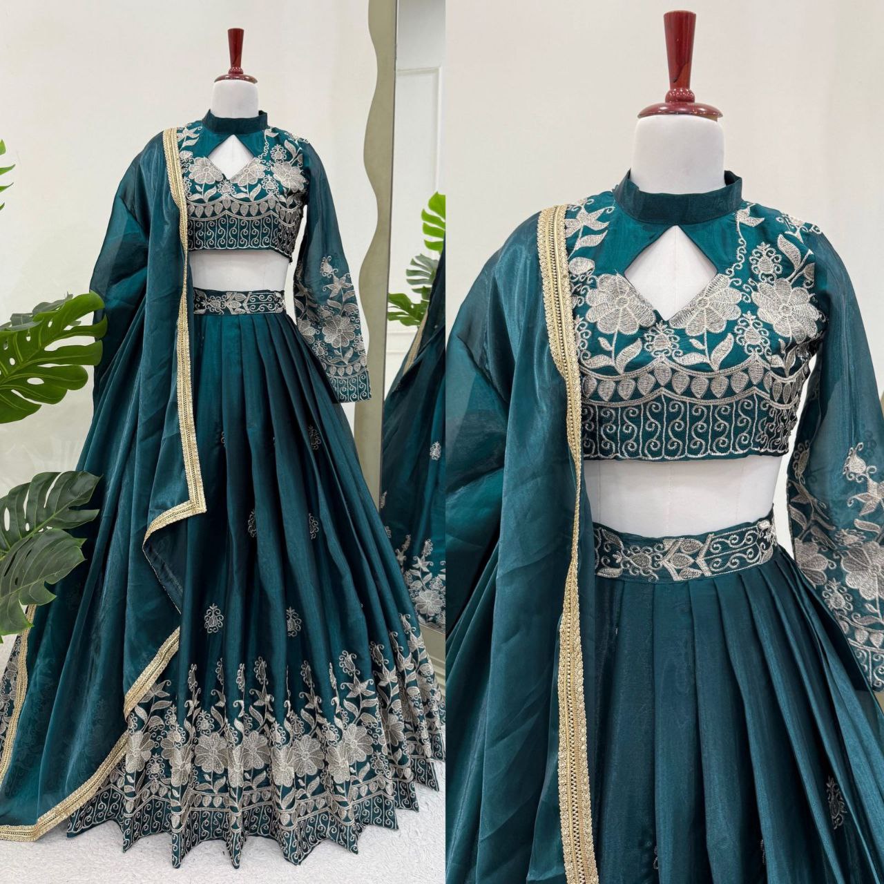 Jimi Choo Lehenga, Thread Work Lehenga, Full Stitch Lehenga, Lehenga with Cancan, Lace Border Dupatta, Unstitched Blouse, Micro Inner Lehenga, Wedding Wear Lehenga, Festive Wear Lehenga, Indian Ethnic Wear, Designer Lehenga Set, 3 Meter Flair Lehenga, Lightweight Lehenga Choli