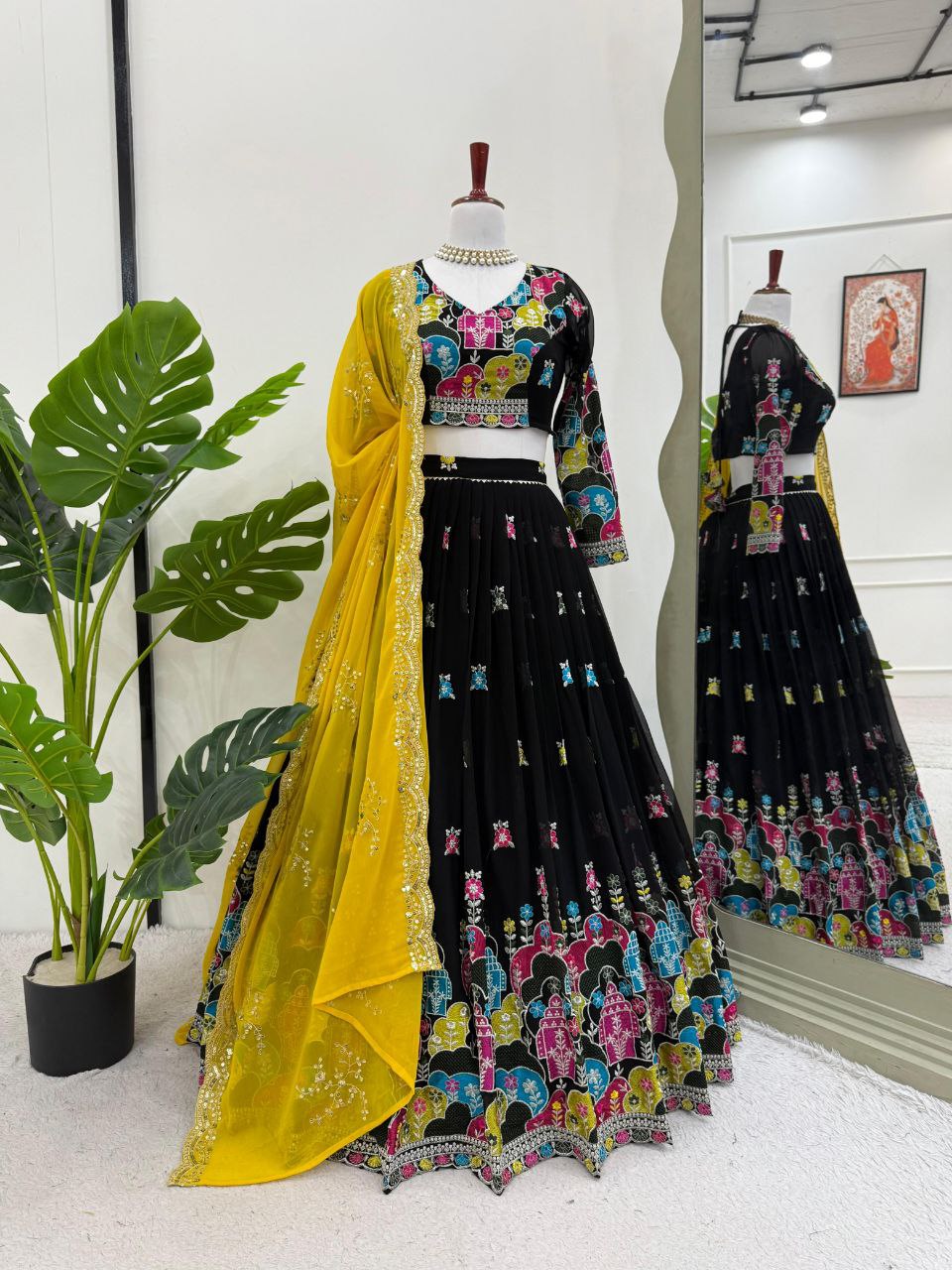 Faux Georgette Lehenga, Sequin Embroidery Lehenga, Thread Work Choli, Full Stitch Lehenga, Unstitched Blouse, Georgette Dupatta Set, Canvas Flair Lehenga, 3 Meter Flare Lehenga, Lightweight Partywear Lehenga, Indian Wedding Outfit, Festival Lehenga Choli, Ethnic Wear Set, 2025 Trending Lehenga