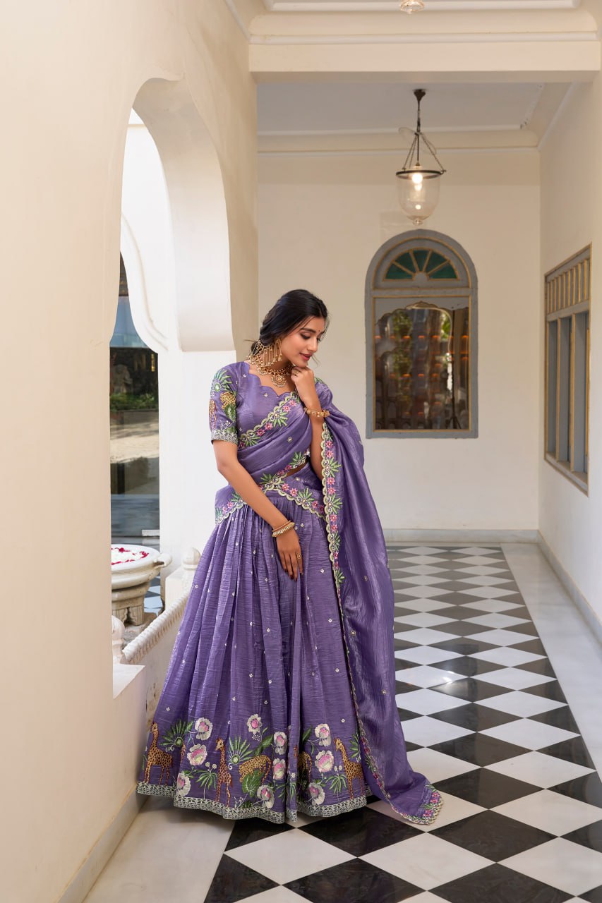 Lavender Wedding Lehenga Choli with Sequins