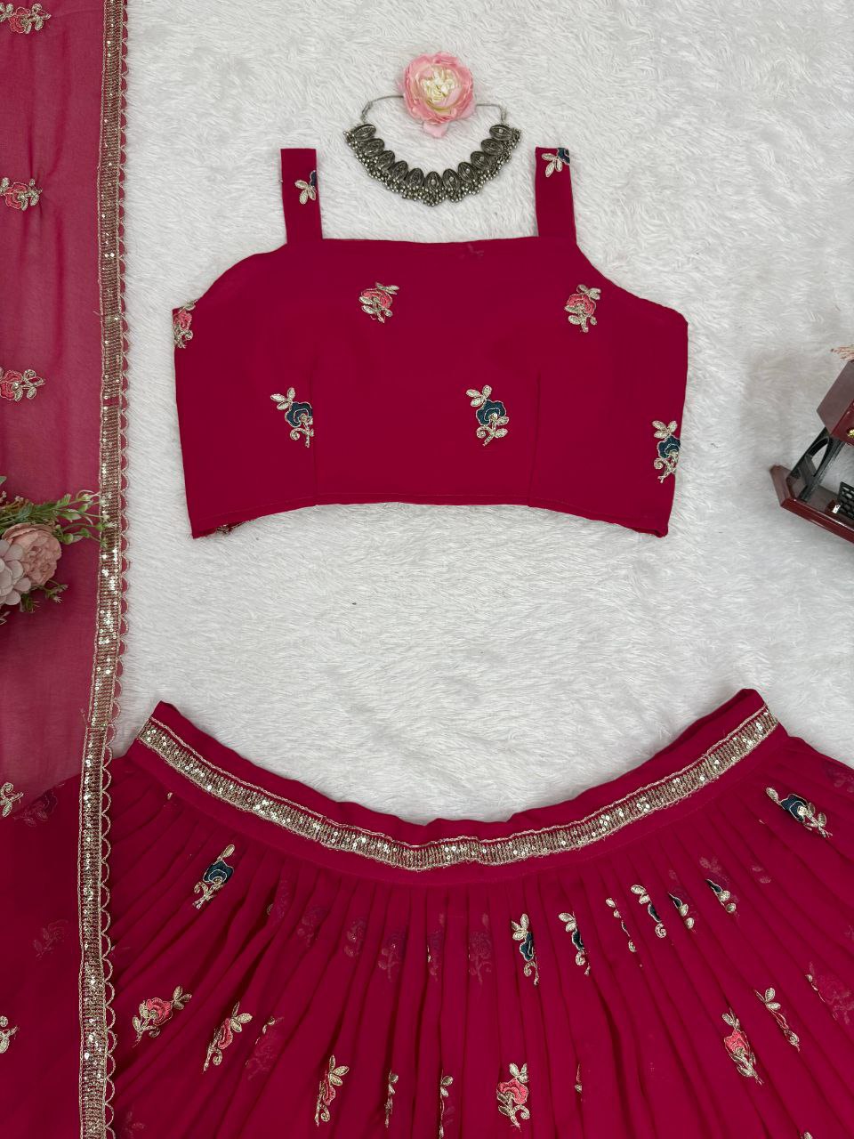 Georgette Lehenga, Sequin Thread Lehenga, Coding Dori Work Choli, Full Stitch Lehenga, Lehenga with Cancan, Micro Inner Lehenga, Party Wear Lehenga, Indian Ethnic Wear, Wedding Lehenga, Dupatta with Lace Border, 3 Meter Flare Lehenga, Designer Lehenga Set, Unstitched Choli