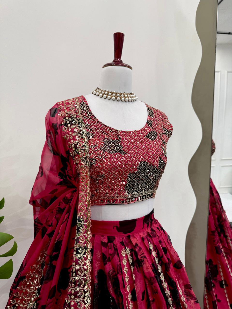 Tabby Organza Lehenga, Sequin Work Lehenga, Organza Choli Set, Full Stitch Lehenga, Lace Border Dupatta, Lightweight Lehenga, Wedding Lehenga Choli, Festive Ethnic Wear, Designer Organza Lehenga, Traditional Lehenga Choli, 3 Meter Flair Lehenga, Unstitched Blouse, Micro Inner Lehenga