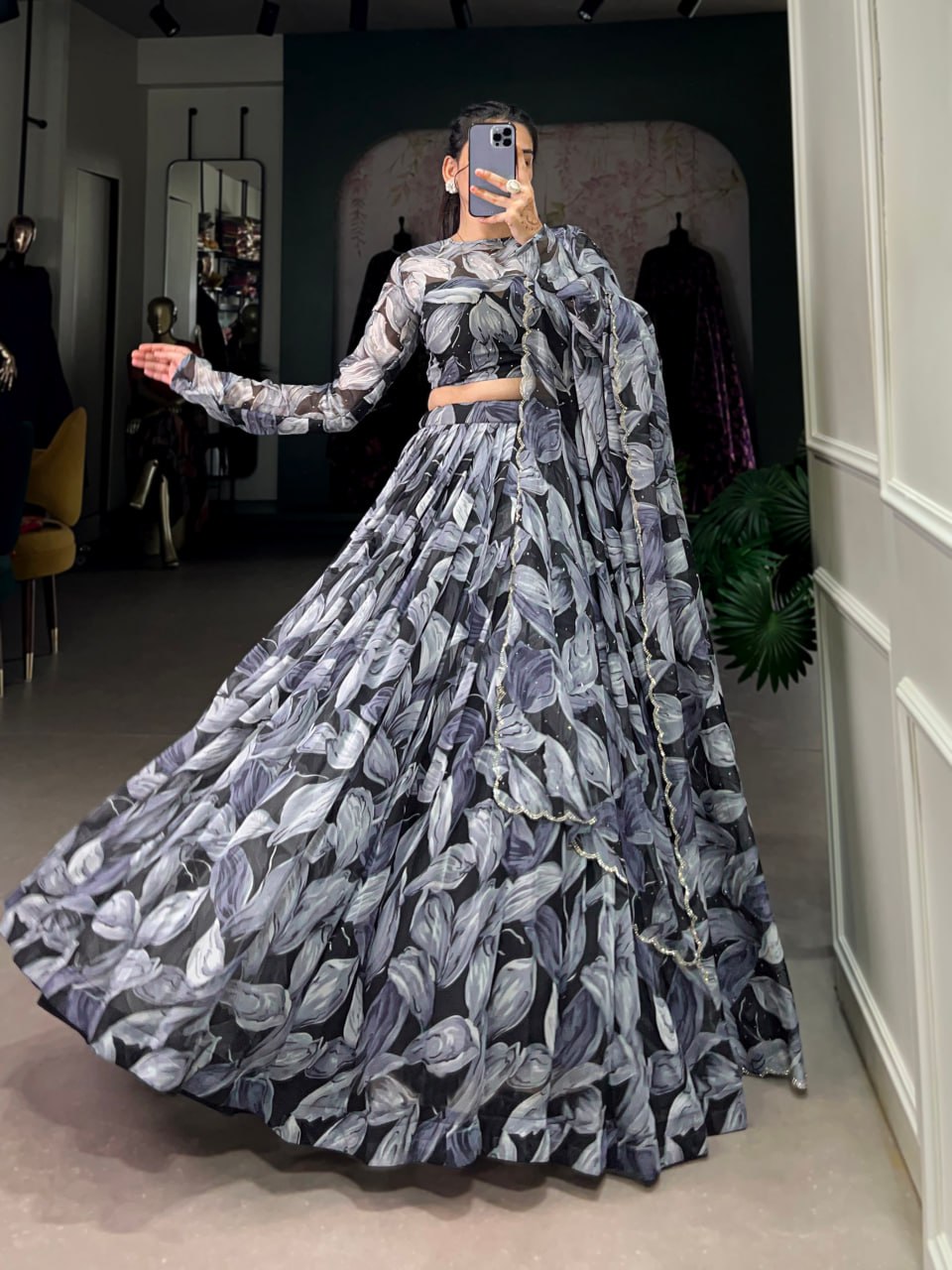 Tabby Silk Lehenga, Hotfix Work Lehenga, Printed Lehenga Choli, Tabby Silk Dupatta, Unstitched Blouse Set, Festive Lehenga Choli, 5.5 Meter Flair Lehenga, Canvas Lehenga, Stitched Indian Lehenga, Ethnic Wear 2025, Lightweight Lehenga, Designer Lehenga Choli, Tabby Silk Wedding Wear